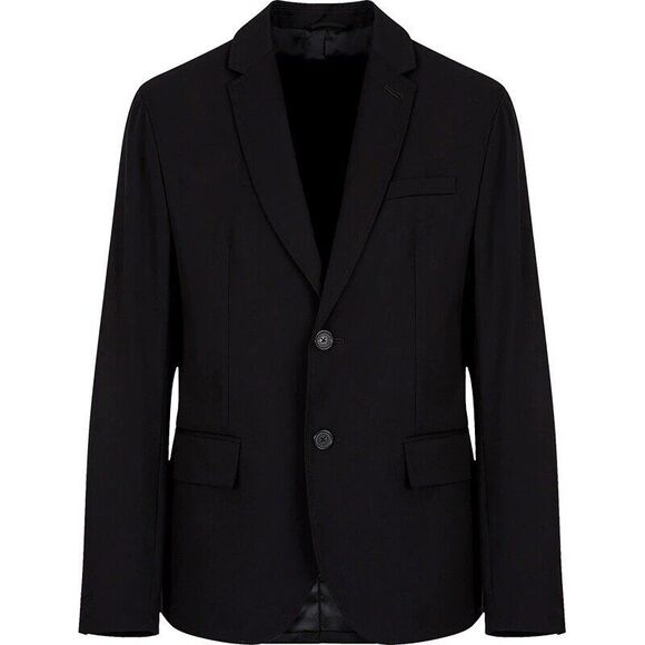 Armani Exchange Mens Black Two Button Modern-fit Stretch Casual Blazer Jacket 36 - Picture 7 of 16